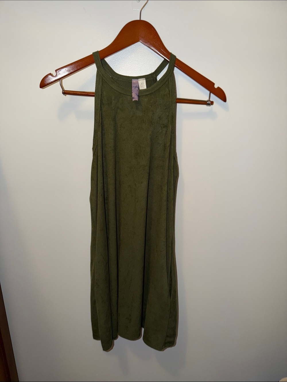 Alya Olive Green High-Neck Tank Dress